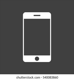 Mobile Phone icon flat. Vector white illustration isolated on black background. Flat symbol