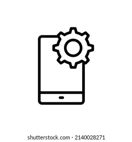 Icono de teléfono móvil con equipo. adecuado para establecer el símbolo. estilo de icono de línea. diseño simple editable. vector de plantilla de diseño
