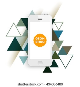Icono de teléfono móvil. Fondo del vector geométrico. Patrón de triángulos para presentaciones empresariales, cubierta de aplicaciones y diseño de sitios web.
