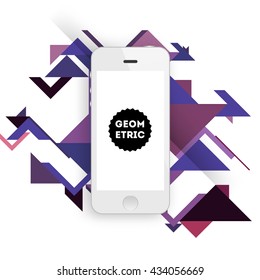 Icono de teléfono móvil. Fondo del vector geométrico. Patrón de triángulos para presentaciones empresariales, cubierta de aplicaciones y diseño de sitios web.