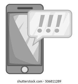 Mobile phone icon. Gray monochrome illustration of mobile phone vector icon for web design