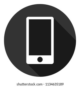 Mobile phone icon. Grey background with shadow. Vector flat sign.