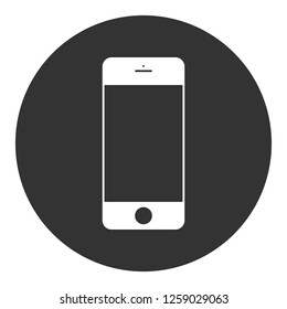 Mobile phone icon. Grey background. Vector flat sign. Round icon design