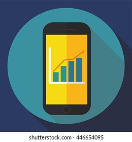 Mobile phone icon ( growing trend ) Vector graphics