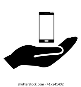 Mobile phone icon in hand