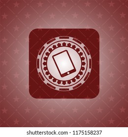 mobile phone icon inside badge with red background