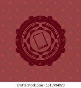 mobile phone icon inside badge with red background