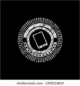 mobile phone icon inside chalk emblem