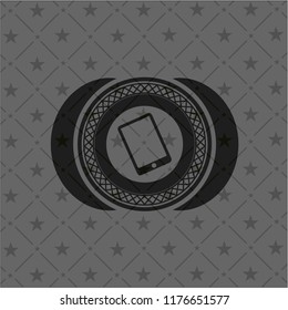 mobile phone icon inside dark badge or emblem