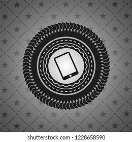 mobile phone icon inside dark emblem