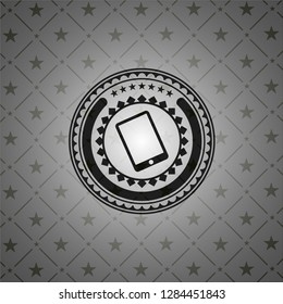 mobile phone icon inside dark emblem