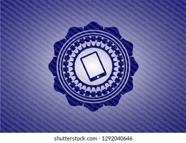 mobile phone icon inside jean background