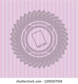 mobile phone icon inside pink icon or emblem