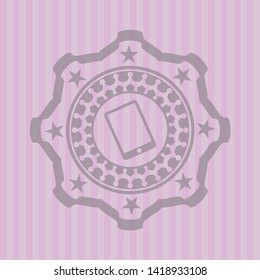 mobile phone icon inside pink emblem