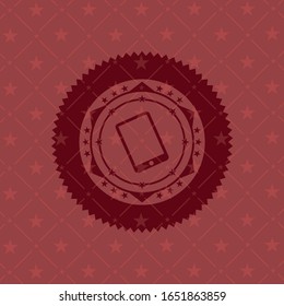 mobile phone icon inside red emblem