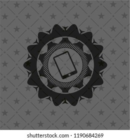 mobile phone icon inside retro style black emblem