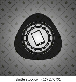 mobile phone icon inside retro style black emblem