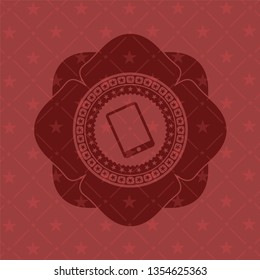 mobile phone icon inside retro red emblem