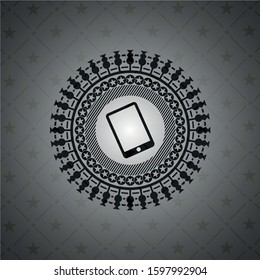 mobile phone icon inside retro style black emblem