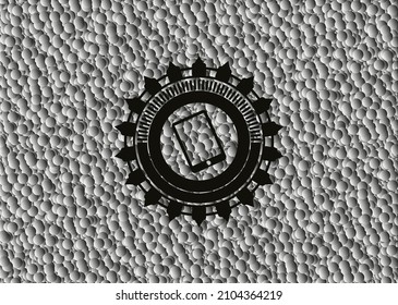 mobile phone icon inside retro style black emblem with bubbles background. Vector Illustration. Detailed. 