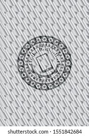 mobile phone icon inside shiny silver emblem. Scales pattern. Vector Illustration. Detailed.