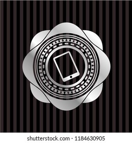 mobile phone icon inside silver badge