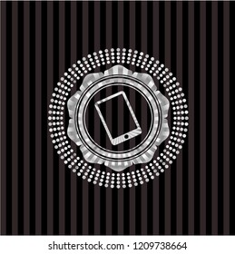 mobile phone icon inside silver badge