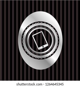 mobile phone icon inside silver badge