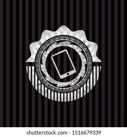 mobile phone icon inside silver shiny badge