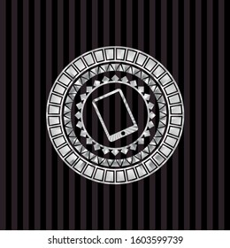 mobile phone icon inside silver shiny emblem