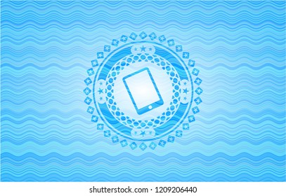 mobile phone icon inside water wave representation badge.