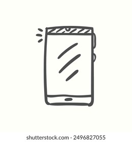 mobile phone icon, isolated handdrawn icon theme gadget