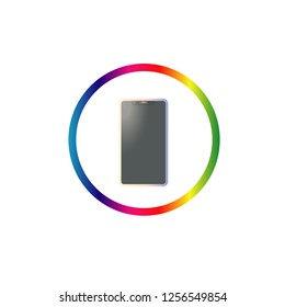 Mobile Phone Icon. Layout of a mobile phone with a blank screen on a white background. Vector illustration