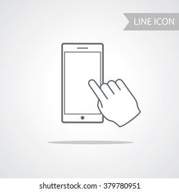 Mobile Phone Icon in Line Style isolated on white Background.