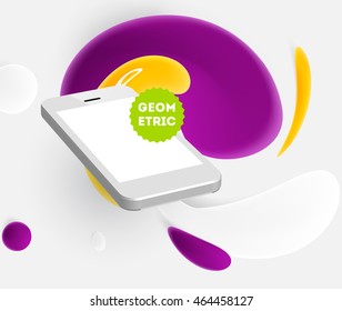 Mobile phone icon with liquid bubble abstract background. Vector illustration