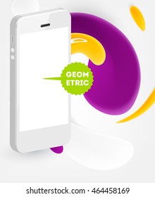 Mobile phone icon with liquid bubble abstract background. Vector illustration