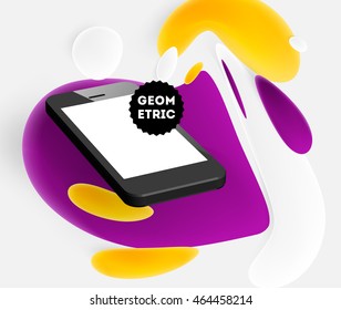 Icono de teléfono móvil con fondo abstracto de burbuja líquida. Ilustración del vector