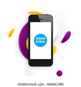 Icono de teléfono móvil con fondo abstracto de burbuja líquida. Ilustración del vector