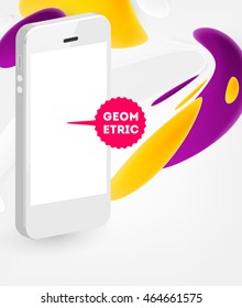 Mobile phone icon with liquid bubble abstract background. Vector illustration