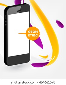Icono de teléfono móvil con fondo abstracto de burbuja líquida. Ilustración del vector