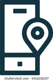 Mobile phone icon with location flat style isolated on white background