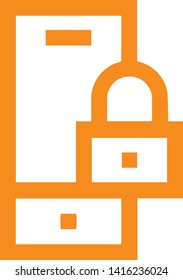 Mobile phone icon with lock flat style isolated on white background