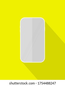 Icono de teléfono móvil con sombra larga en el fondo del color. Ilustración del vector