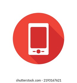 Mobile phone icon with long shadow effect. Vector illustration.