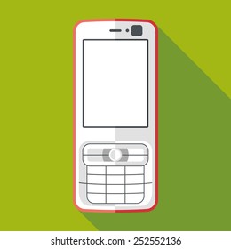 mobile phone icon with long shadow. flat style vector illustration