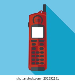 mobile phone icon with long shadow. flat style vector illustration