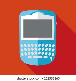 mobile phone icon with long shadow. flat style vector illustration