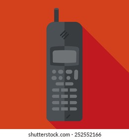 mobile phone icon with long shadow. flat style vector illustration