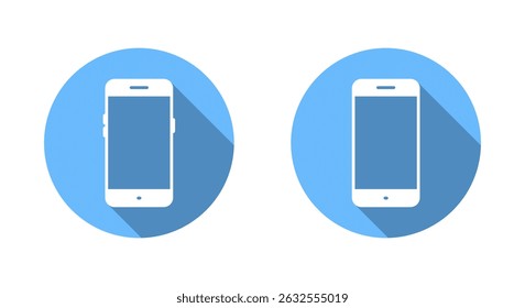 Mobile phone icon with long shadow. Smartphone, cellphone sign symbol