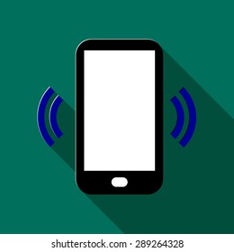 Mobile phone icon with long shadow